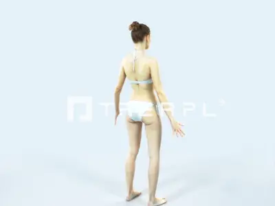 Beauty C Beach Animated Rigged Sports Woman Low-poly 3D model