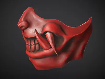 Traditional Japanese Samurai Demon Oni Mask Low-poly 3D model
