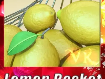 Lemons in Decorative Metal Wire Container 3D model