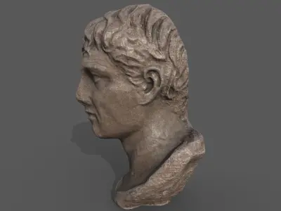 Male head sculpture 2 Low-poly 3D model