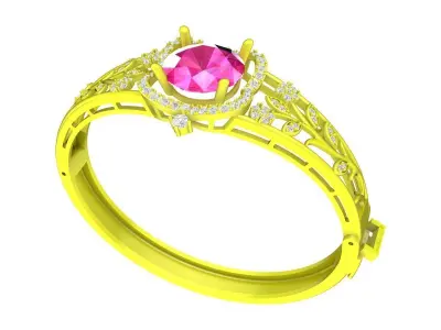 A7588 Luxury Korean Style Diamond Leaf Women Bangle 3D Model 3D print model