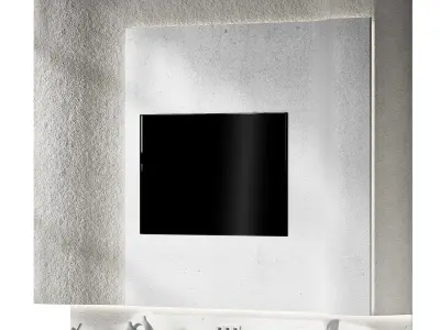 TV Wall kit Modern minimal wave wall 3D model