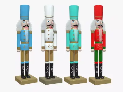 Wooden Nutcracker Low-poly 3D model