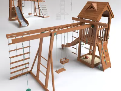 Playground wooden set 3D model