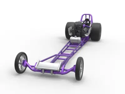 Front engine dragster with V8 Scale 1 to 25 3D print model