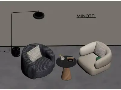 Italian-style Minimalist Leisure Chair 3D model