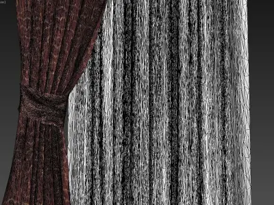 Curtains curtain with gold ribbons 3D model