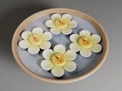 Flower candle bowl Low-poly 3D model