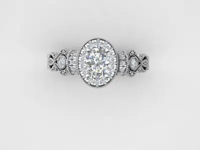 ring with diamond 3D print model 2