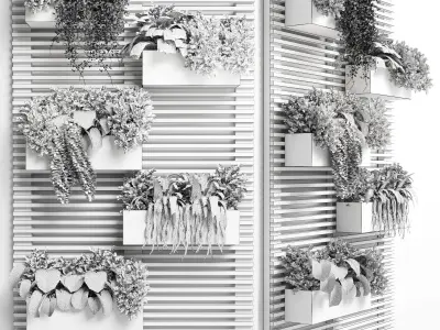 collection outdoor indoor plant stand wall wood vase 02 3D model