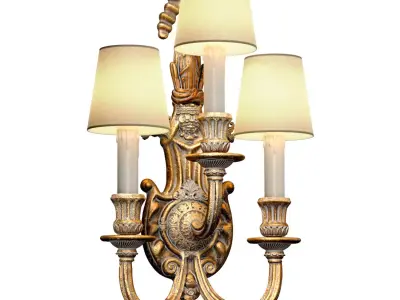 Large Antique Rococo Wall Lamp Sconce Classic English style 3D model