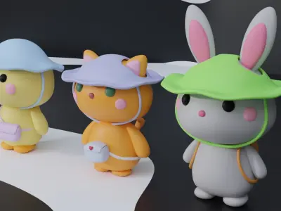 Cute Animals Low-poly 3D model purchase