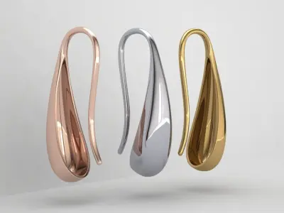 Long Solid Huggie Earrings E 0012 3D print model