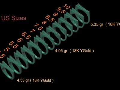 alphabet jewelry ring diamond letter V 3D print model