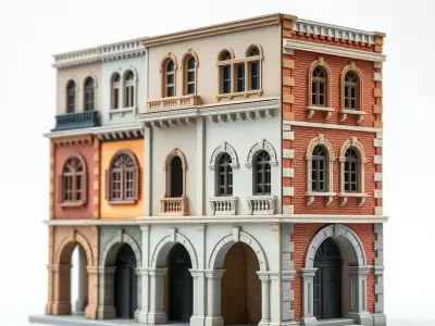 Elegant Townhouse Architecture model pack Low-poly 3D model