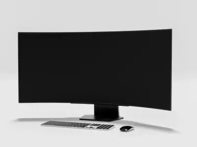 Curved monitor computer 3D model