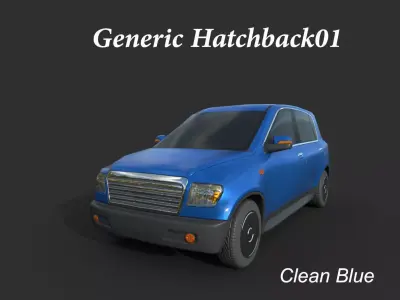 Generic  Hatchback 01 Clean Blue Low-poly 3D model