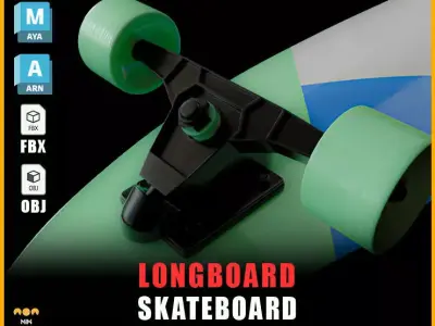 Longboard Skateboard 3D model