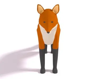 Low Poly Cartoon Fox Low-poly 3D model