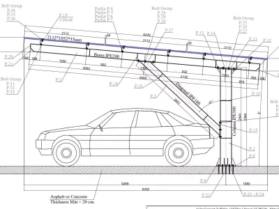 67 kWp Solar Carport Project Type 2 3D model