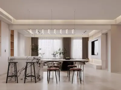 Modern living room dining room interior scenes 441 3D model