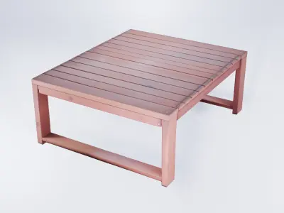 Low Poly Wooden Garden Table - Outdoor Asset 3D model