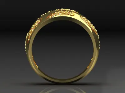 Luxury yellow gold ring with diamond model jr00120 3D print model