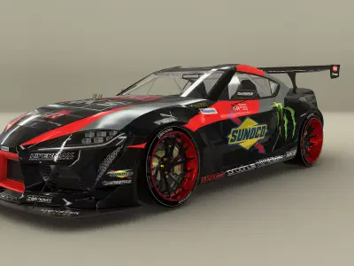 Toyota Supra A90 drift car Low-poly 3D model