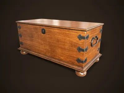 Vintage chest Low-poly 3D model