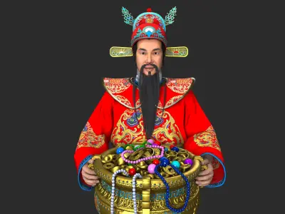 the God of Wealth Low-poly 3D model