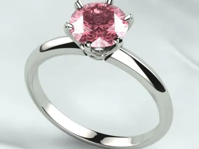 7mm Gemstone Tiffanys Style Gold Ring 3D print model