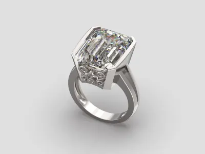 R 177 emerald cut ring 3D print model