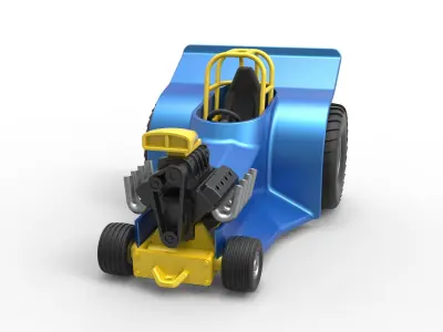 Mini Rod pulling tractor 4 Scale 1 to 25 3D print model