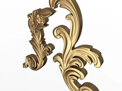 Corner Carved Plaster Molding Decoration 06 Low-poly 3D model