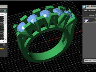 5 stone Ring 3D print model