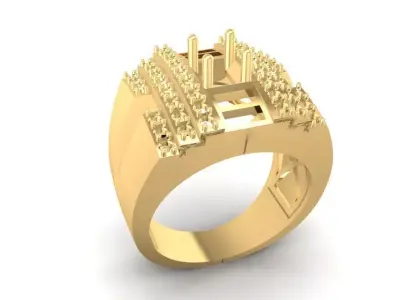 Luxury Square Stone Men Ring Jewelry  587 3D print model
