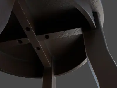 Marble Top Traditional Stool Low-poly 3D model