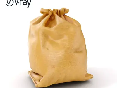 Canvas Drawstring Sack D Model Pack Low-poly 3D model