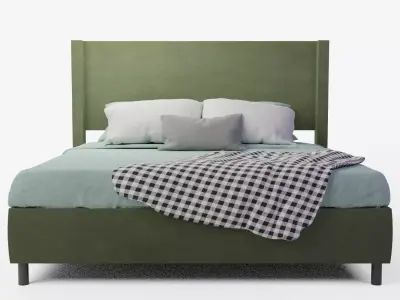 Modern Wingback Bed 3D model