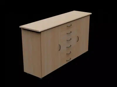 Cabinet wooden with drawers Free 3D model