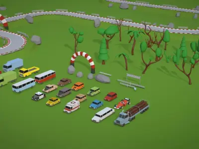 Race Track Collection for Games Low-poly 3D model