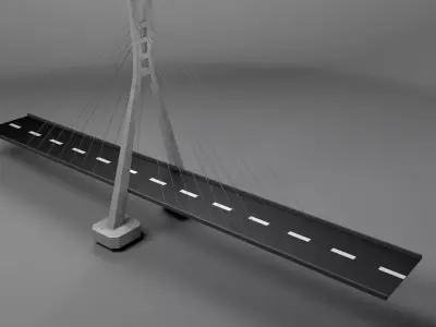 Suspension bridge Low poly  Low-poly 3D model