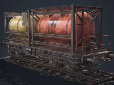 Railway Oil Tank Low-poly 3D model