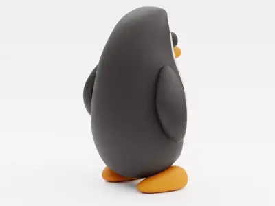 Stylized Clay Penguin Low-poly 3D model