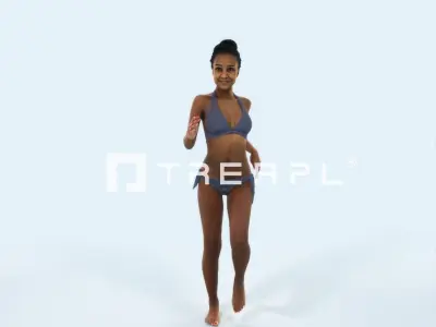 May 05C Running Jogging Beach Sport African American Woman Low-poly 3D model