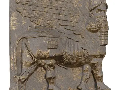 Persian Ancient Assyrian Lamassu Stone 3D model