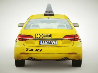 Taxi v2 lowpoly Low-poly 3D model