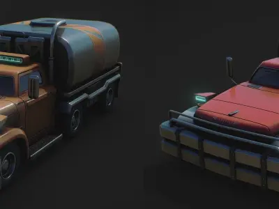 Heavy Duty Tank Fuel Truck Low-poly 3D model