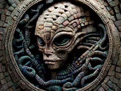 3D alien snake mosaic with materials and textures Low-poly 3D model