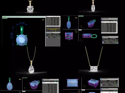 Luxury Diamond Pendant CAD Collection 48 Designs 3DM STL 3D print model